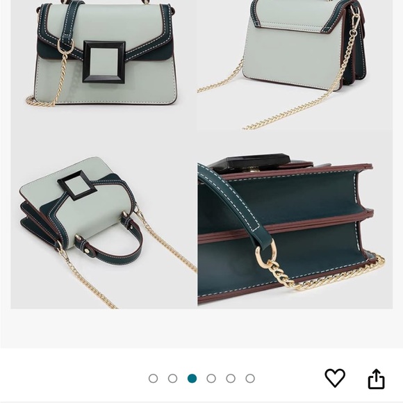 Apricot colored small square crossbody chain strap bag - Picture 3 of 8